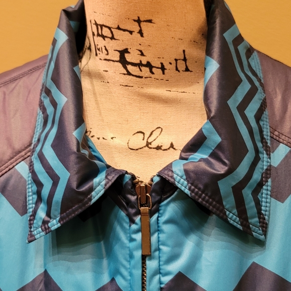 Missoni Blue Zig Zag Puffer Coat - Medium -Windbreaker Jacket - Picture 3 of 9